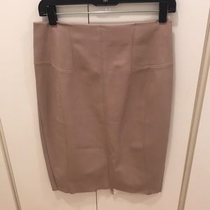 Blush midi pleather skirt